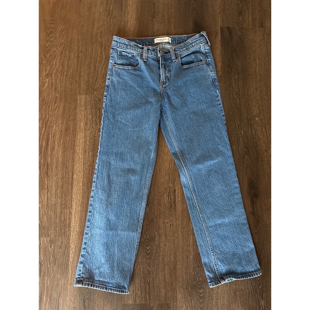 Abercrombie & Fitch The 90s Straight Mid Rise Jeans Blue 26 Extra Short